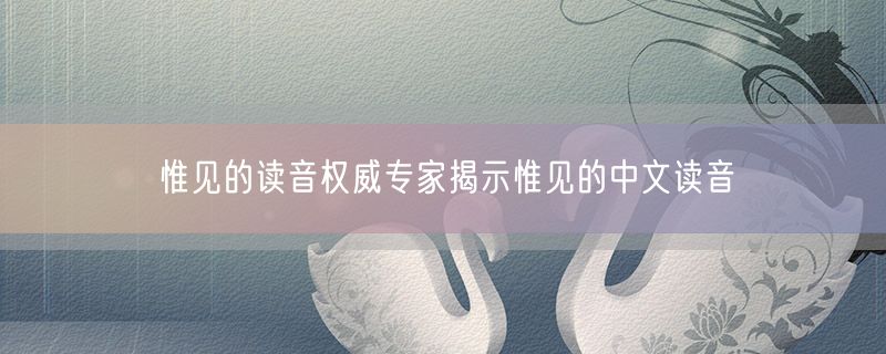 惟见的读音权威专家揭示惟见的中文读音